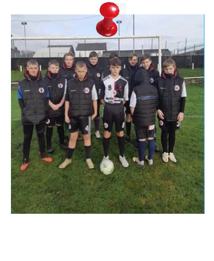 Breightmet United Under 14s football team in kit sponsored by Goodwin Barrett